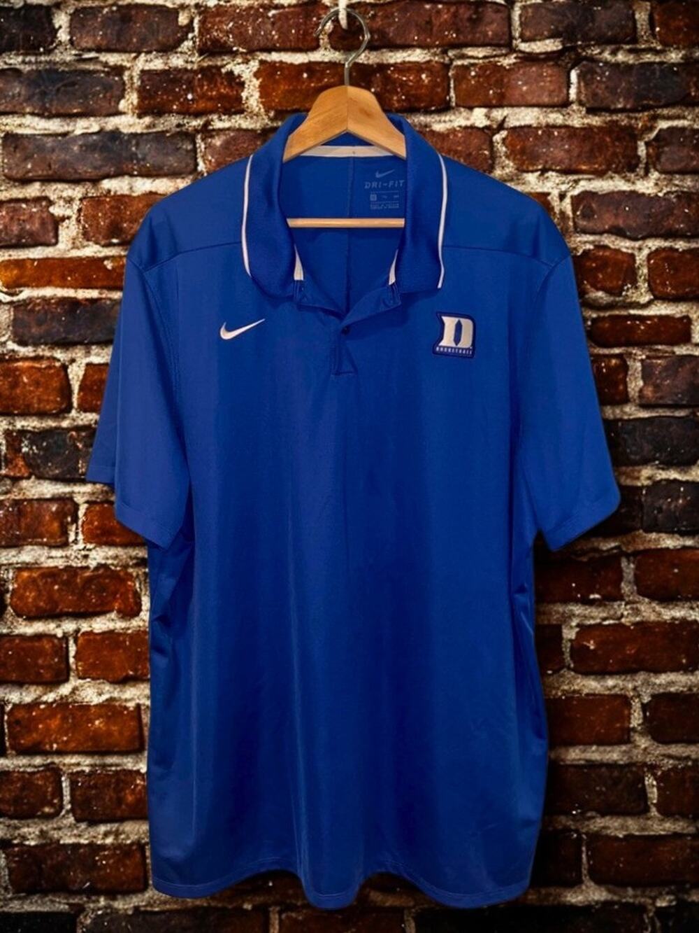 Nike Duke Blue Devils Basketball Team Issued Dri-FIT Polo Shirt Blue 2XL NCAA